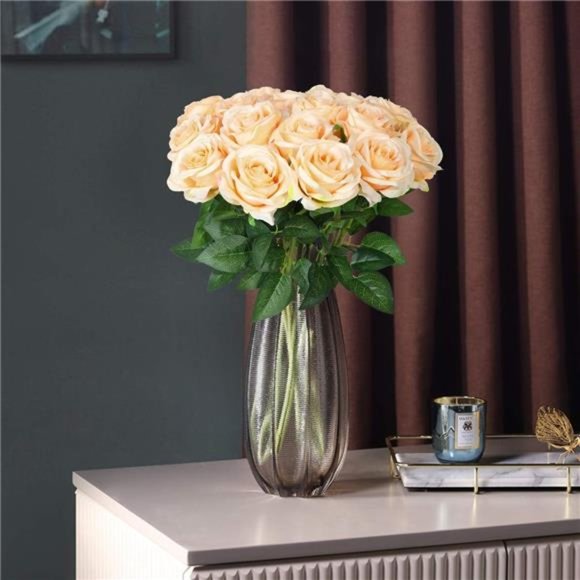 Artificial Silk Rose Flower Bouquet Wedding Party Home Decor, Pack of 10 - Picture 4 of 6